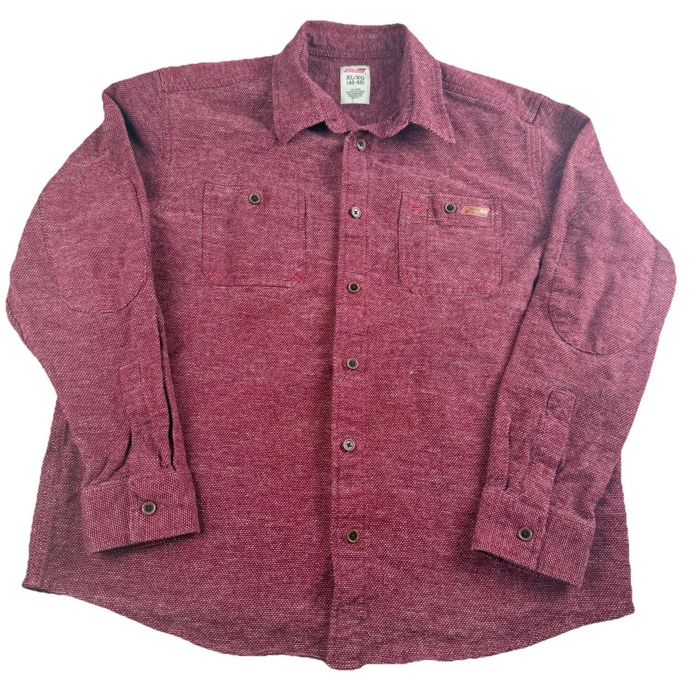 Genuine Dickies Men's XL Burgundy Textured‎ Long Sleeve Work Shirt 100% Cotton